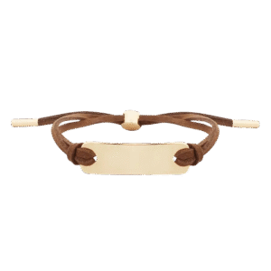 Suede Bracelet with Metal Plate – Brown