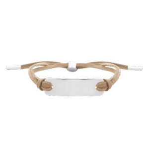 Suede Bracelet with Metal Plate – Pale Brown