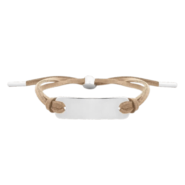 Suede Bracelet with Metal Plate – Pale Brown